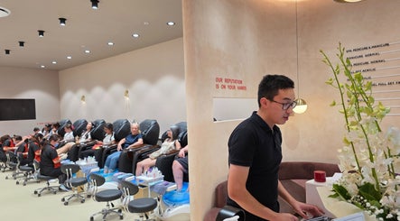 Professionail | Burwood salon interior showcasing a busy nail treatment area in Burwood, New South Wales, AU.