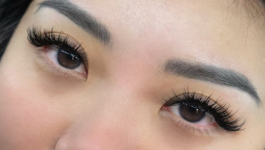 Close-up of styled lashes by Lash By Jamie in Vancouver, British Columbia, CA showcasing expert artistry.