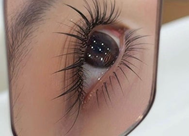 Close-up of perfectly styled eyelashes at Lash By Jamie in Vancouver, British Columbia, CA.