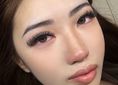 Close-up of voluminous eyelash extensions at Lash By Jamie in Vancouver, British Columbia, CA.