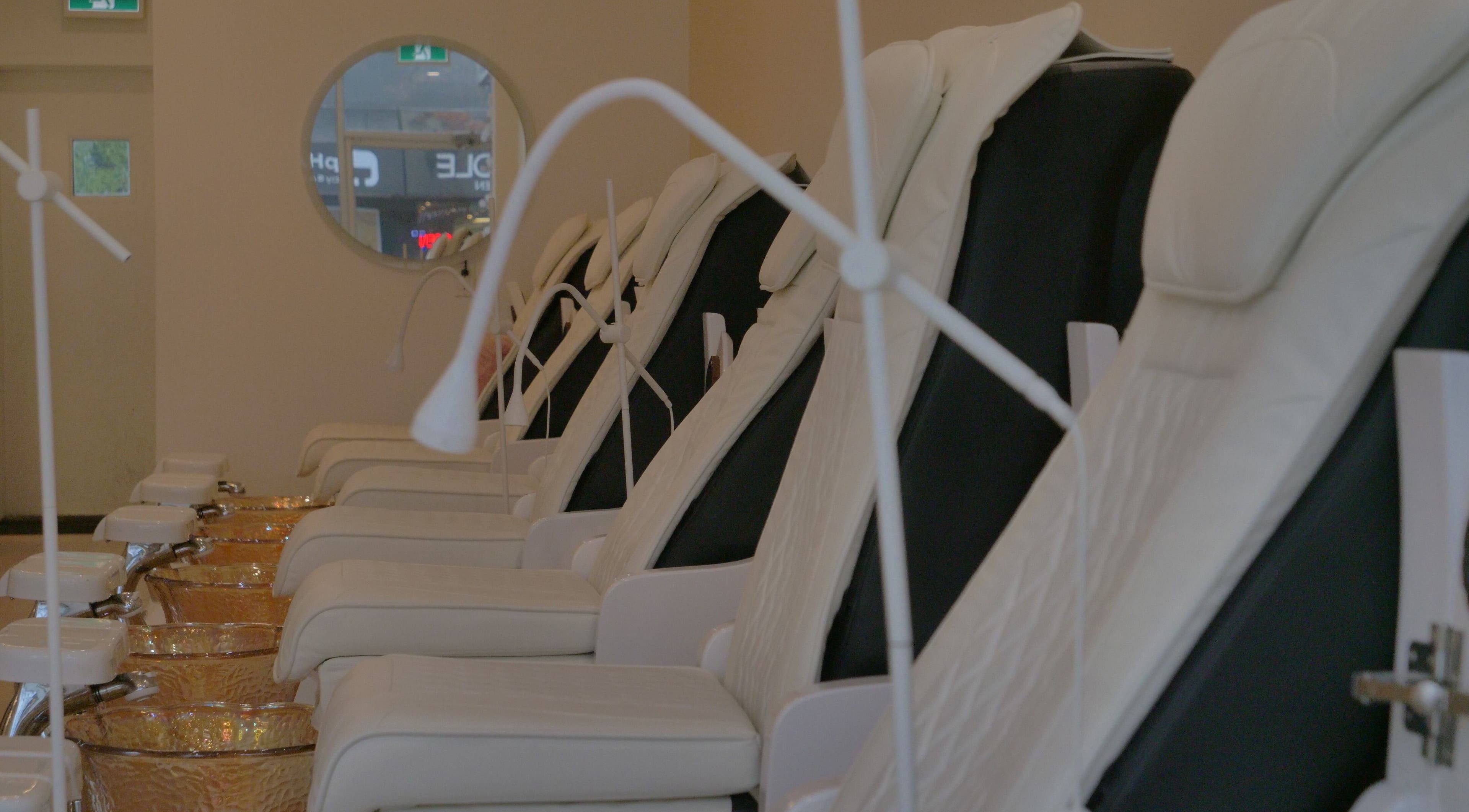 Relaxing spa chairs at Sugar Nails and Lashes - Kitsilano, Vancouver, BC, CA, offering premium pampering.