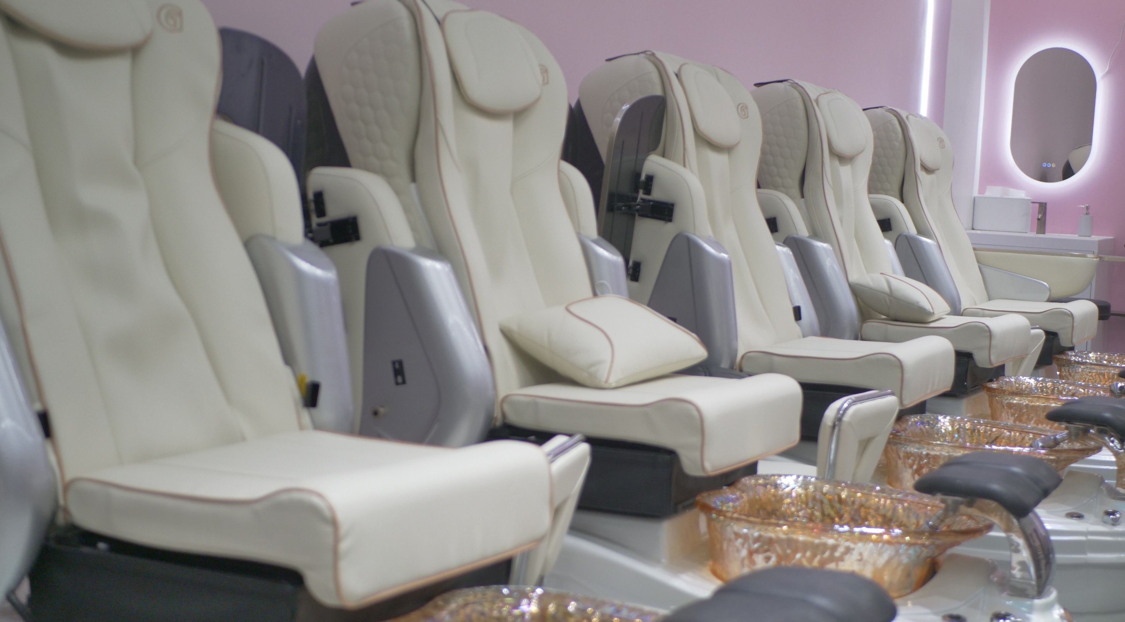 Elegant pedicure chairs at Sugar Nails and Lashes - Richmond, Richmond, BC, CA. A serene beauty getaway.