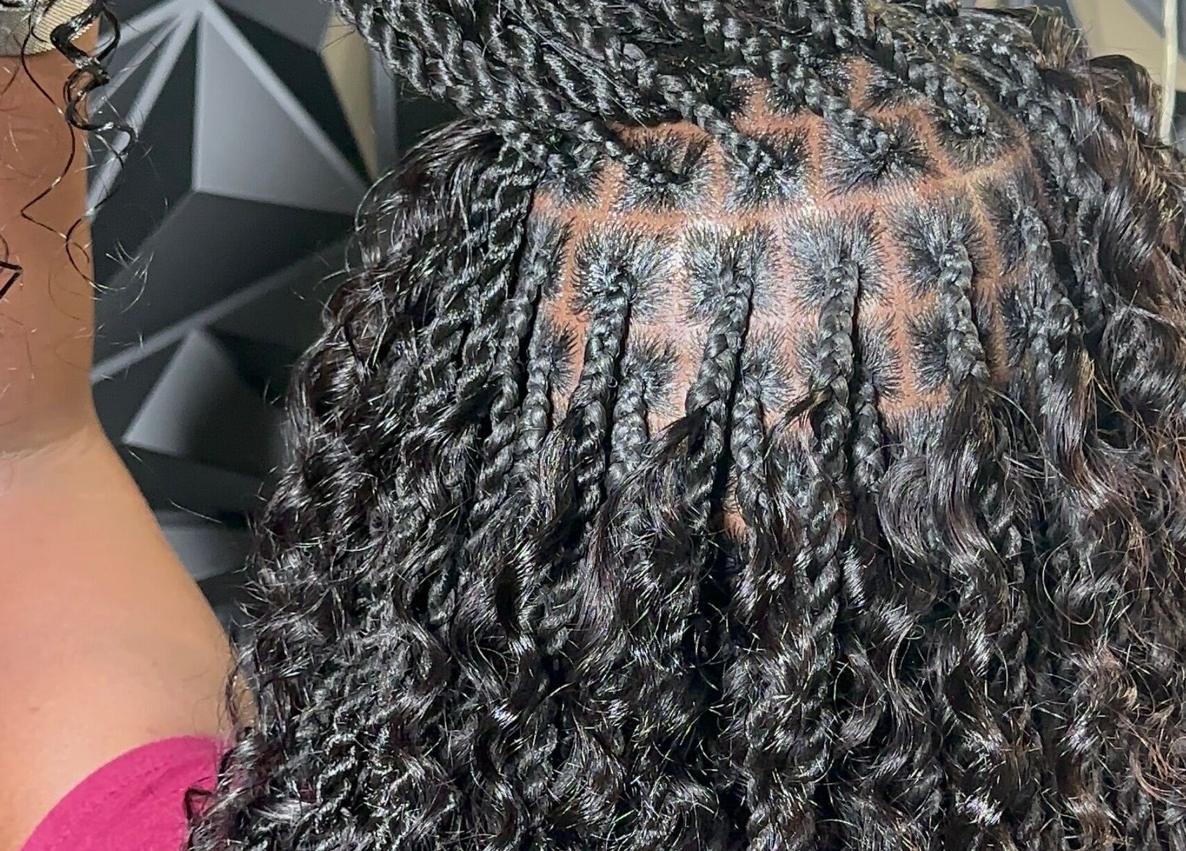 Close-up of intricate braiding at Braid Haven, Nassau, New Providence, BS, showcasing expert styling detail.