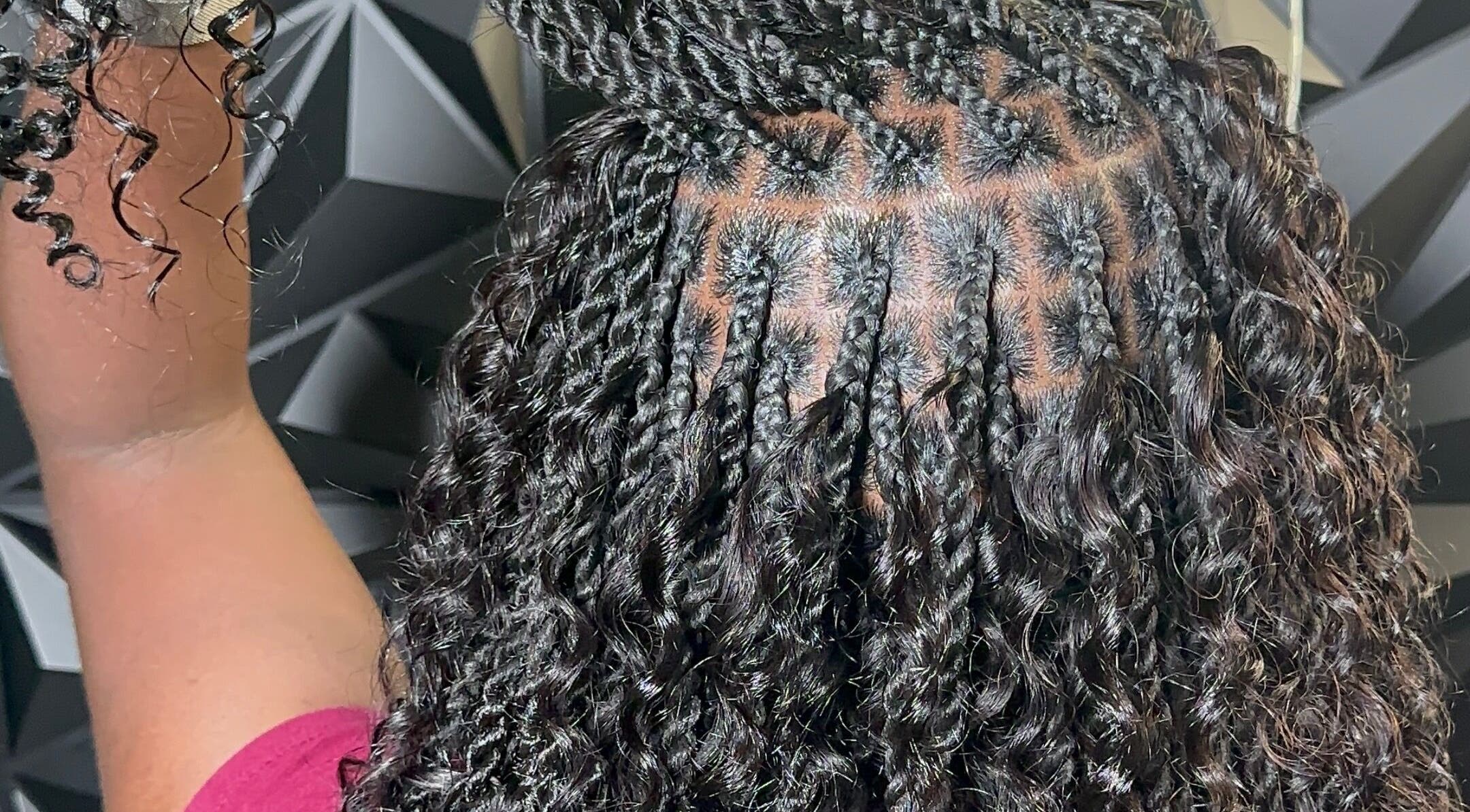 Close-up of intricate braiding at Braid Haven, Nassau, New Providence, BS, showcasing expert styling detail.