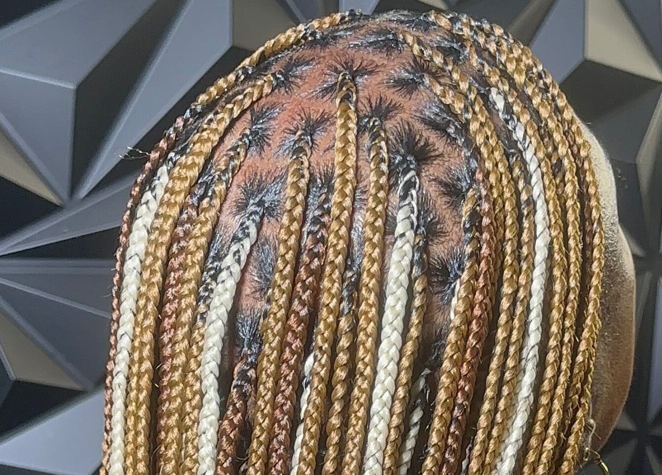 Intricate braids at Braid Haven, Nassau, New Providence, BS showcasing expert hairstyling.