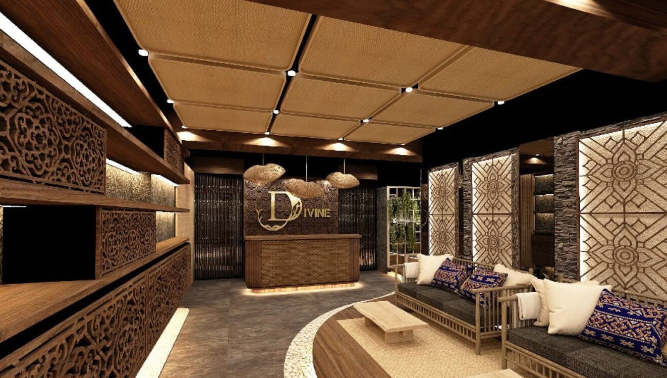 DIVINE HEALTH & MASSAGE，位于九龙九龙，展示典雅大堂设计与舒适座椅。