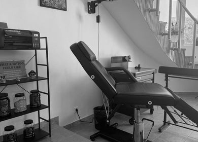 Tattoo chair and equipment at The InkSpot Tattoo Sibiu, located in Sibiu, Județul Sibiu, RO.
