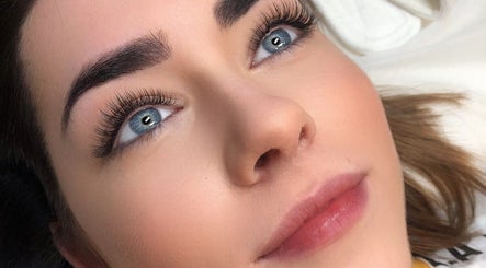 Close-up of styled eyebrows and lashes at Lushè Beauty Studio, London, England, GB.