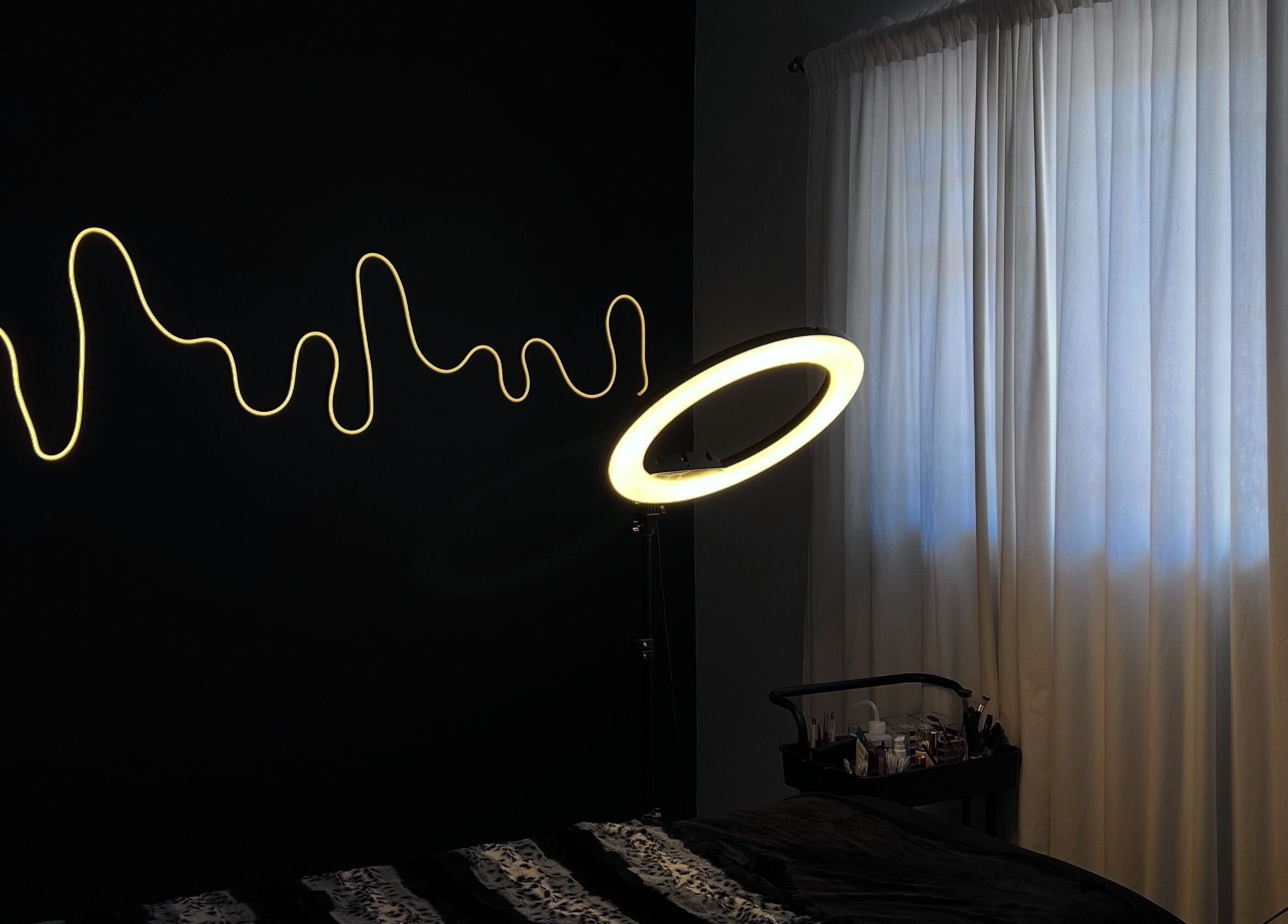 Chic beauty setup with ring light at Kurated by Kirsty, Gqeberha, Eastern Cape, ZA.