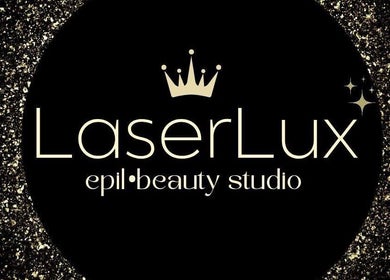 Логотип LaserLux із короною у центрі, адреса: Братиславський Край, Братиславський Край, SK.