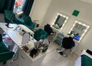 Interior view of Majestic Beauty Studio in Stockport, England, GB featuring modern beauty workstations.