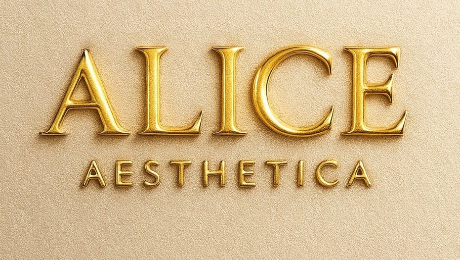 Alice Aesthetica logo in gold lettering, London, England, GB.