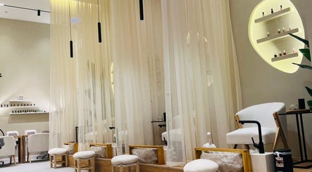 Tranquil nail station at Jehan Touch, Riyadh, Riyadh Province, SA, with soft lighting and chic decor.