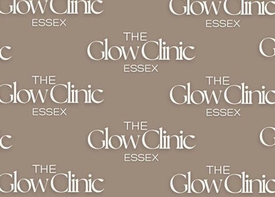 Logo pattern of The Glow Clinic Essex, Braintree, England, GB, showcasing elegant typography.
