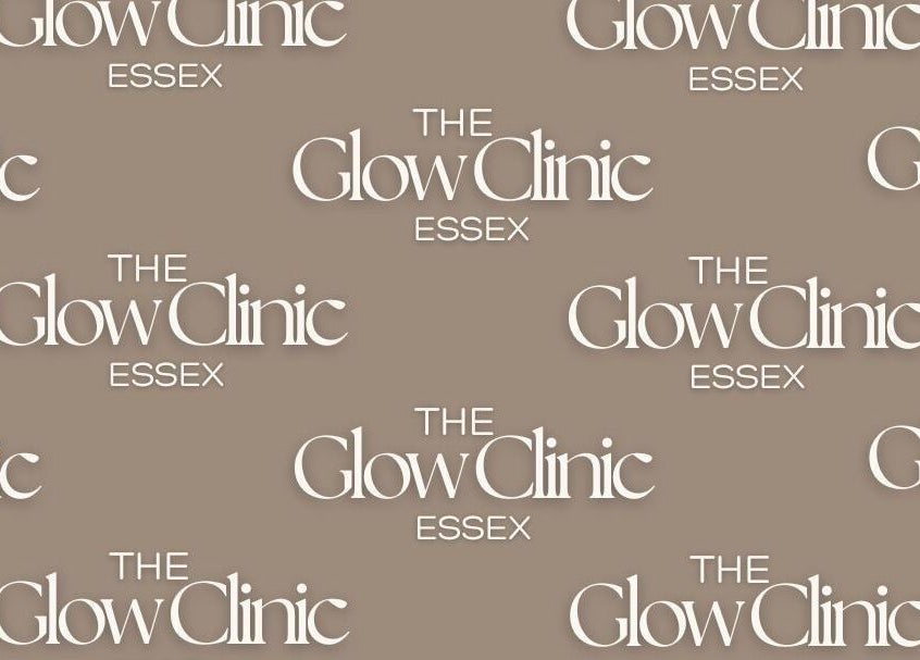 Logo pattern of The Glow Clinic Essex, Braintree, England, GB, showcasing elegant typography.