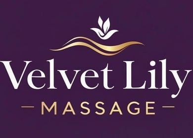 Logo of Velvet Lily Massage in Dunfermline, Scotland, GB on a purple background.