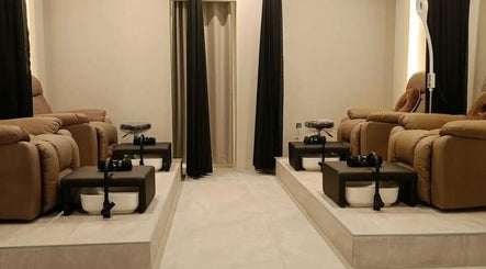 Luxurious pedicure chairs at Tiptoe Nailounge, Sharjah, AE, offering a relaxing spa ambiance.