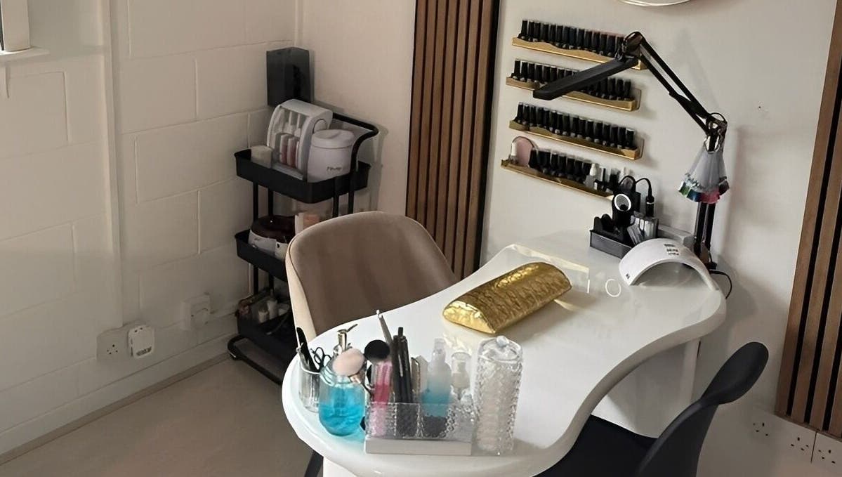 Elegant nail station at Hey Girl Beauty and Aesthetics, Birkenhead, England, GB.