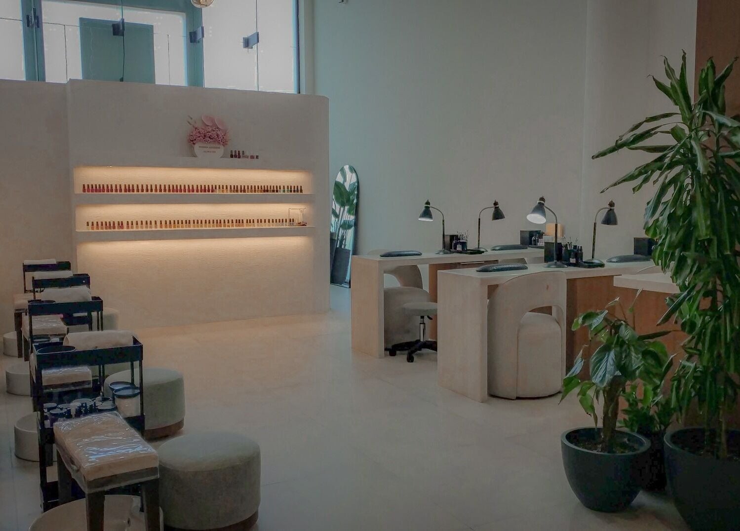 Elegant nail salon at Women Address featuring manicure stations in Riyadh, Riyadh Province, SA.