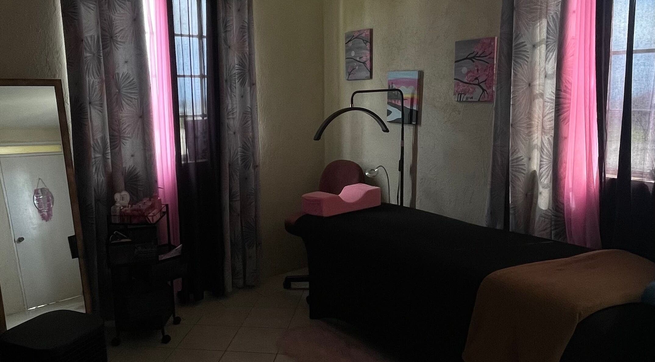 Cozy beauty treatment room at Ny Candy Lashes, Bridgetown, Saint Thomas, BB with soft lighting and decor.