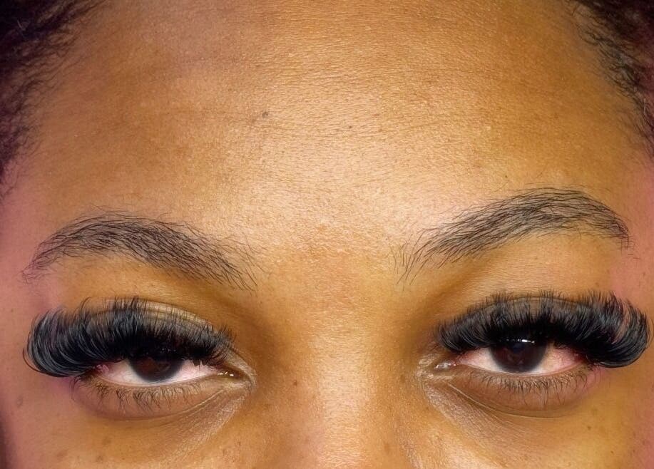Close-up of expertly applied lashes at Ny Candy Lashes, Bridgetown, Saint Thomas, BB.