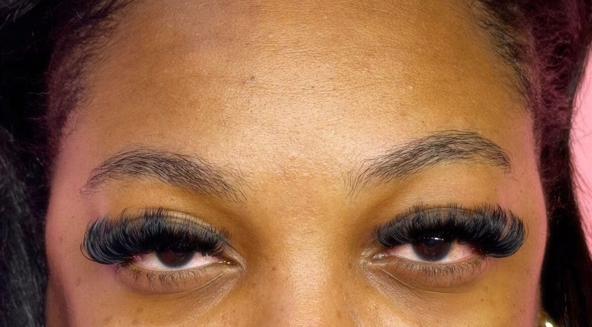 Close-up of expertly applied lashes at Ny Candy Lashes, Bridgetown, Saint Thomas, BB.