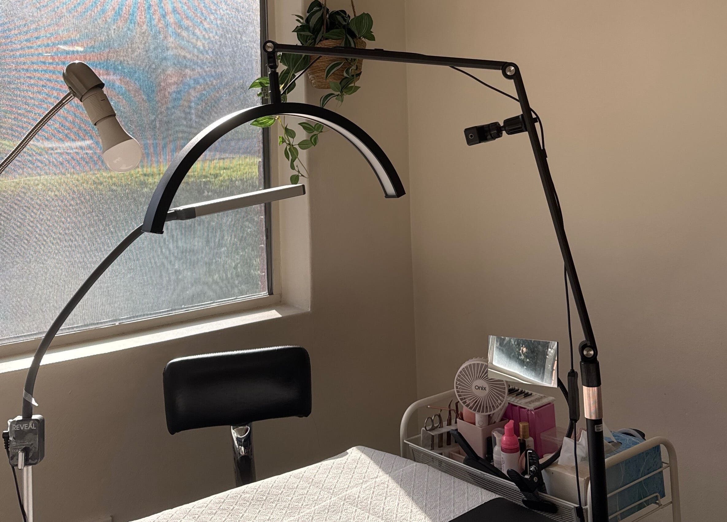 Lash extension setup at IC Lashes, Balgownie, New South Wales, AU featuring ergonomic chair and lighting.