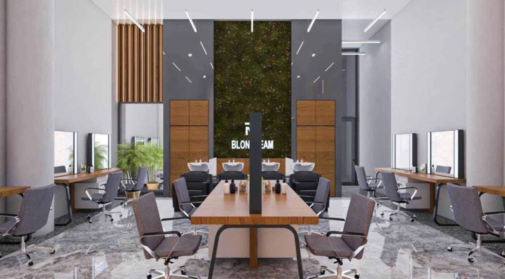 Modern salon interior at The Most Dubai, دبي, دبي, AE with sleek chairs and stylish decor.