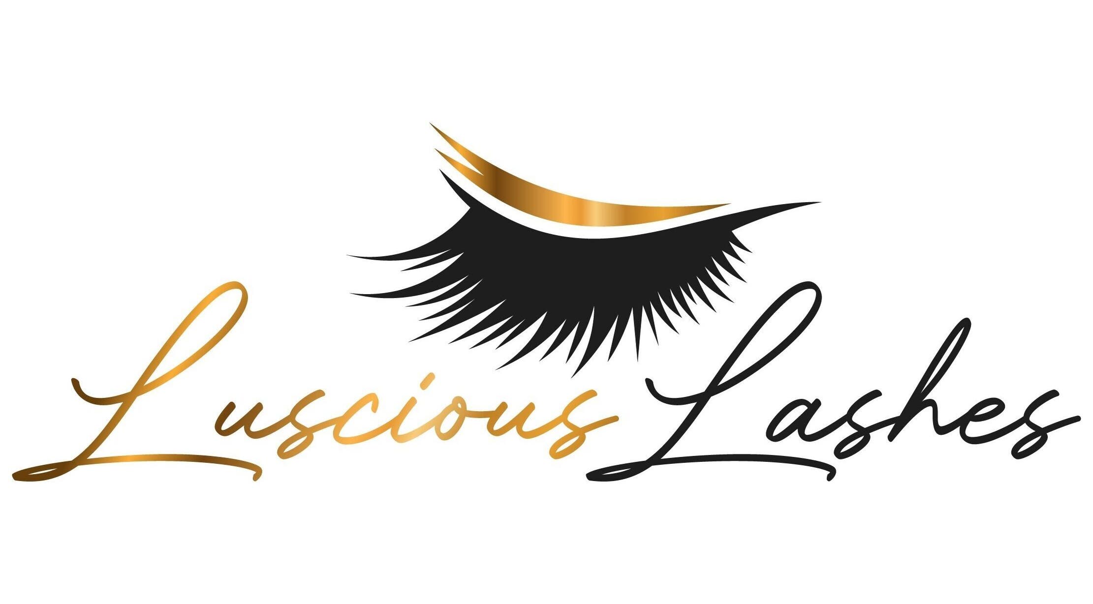 Elegant gold and black logo for lusciouslashesmelbourne in Melbourne, Victoria, AU.