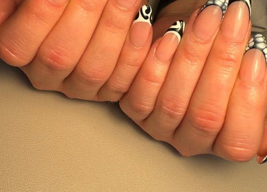 Close-up of artistic nail designs at Molly’s Nail Club in Birmingham, England, GB.