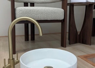 Elegant faucet and basin at Vida Brows & Lashes, Hamilton, Scotland, GB, embodying minimalist design.