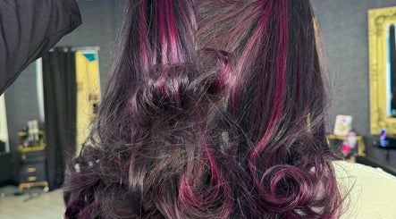 Elegant pink and black curls at Beautyby_evie_x, Wisbech, England, GB showcasing hair artistry.