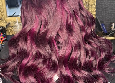 Elegant magenta hair waves styled at Beautyby_evie_x, Wisbech, England, GB beauty salon.