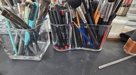 Makeup brushes and pencils at Glow and Go Beauty Consultancy in Fairfield, California, US.