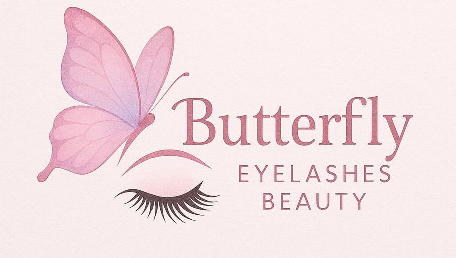 Logotipo de Butterfly Eyelashes en Lawrence, Massachusetts, US, con diseño de mariposa y pestañas.