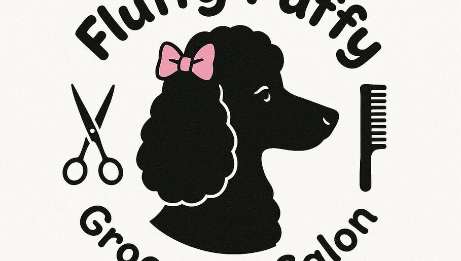 Логотип Fluffy Puffy с собакой, ножницами и расчёской в Братиславский Край, Братиславский Край, SK.
