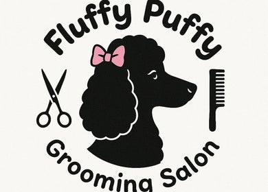 Логотип Fluffy Puffy с собакой, ножницами и расчёской в Братиславский Край, Братиславский Край, SK.
