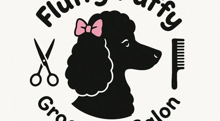 Логотип Fluffy Puffy с собакой, ножницами и расчёской в Братиславский Край, Братиславский Край, SK.