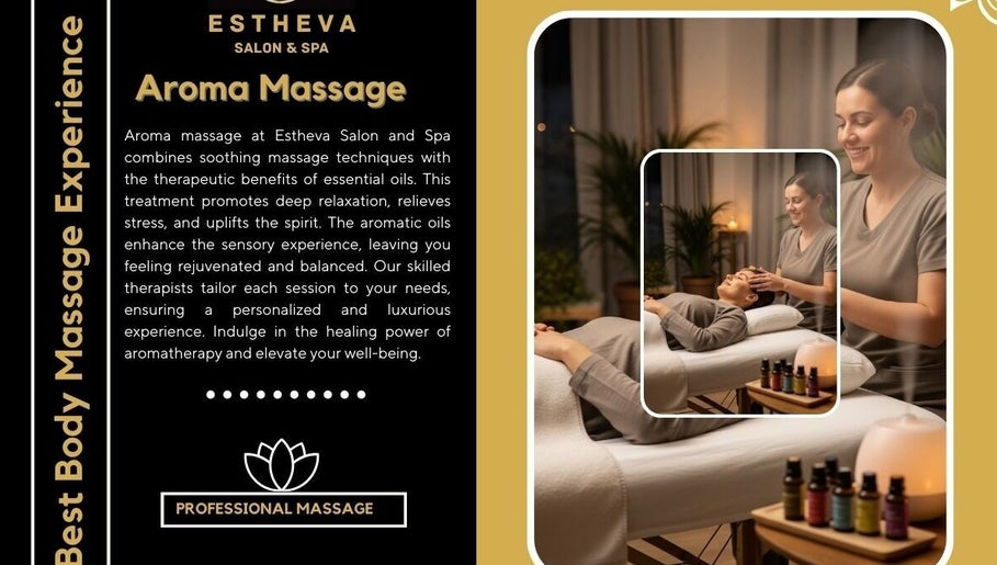 Relaxing aroma massage at Estheva Salon & Spa, Bengaluru enhances well-being with essential oils for stress relief.
