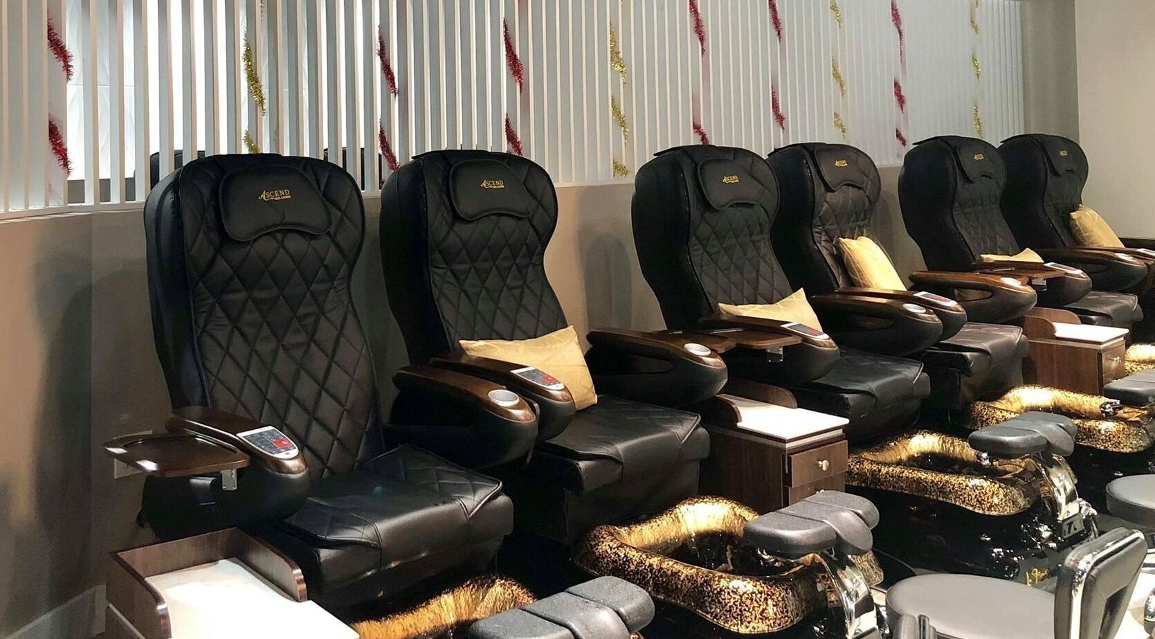 Luxurious pedicure chairs at Ascend Nail Lounge in Seattle, Washington, US, offering relaxation and style.