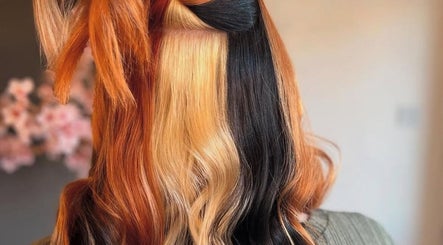Vibrant multi-colored hair styling at Palm Springs Hair and Beauty, Margate, England, GB.