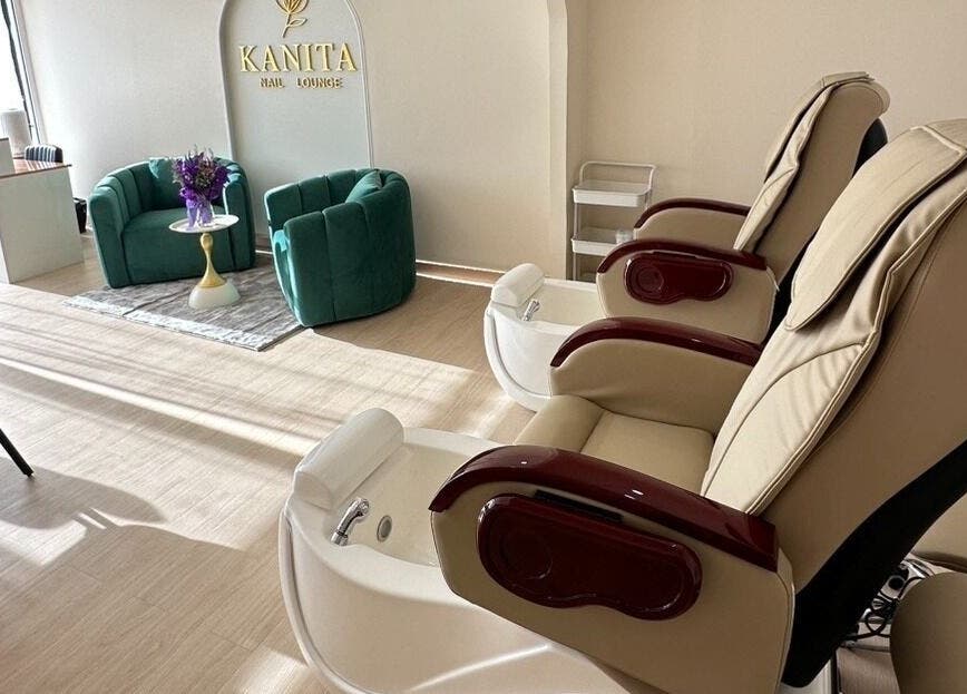 Luxurious pedicure chairs at Kanita Nail Lounge in Tambon Hua Hin, Chang Wat Prachuap Khiri Khan, TH.