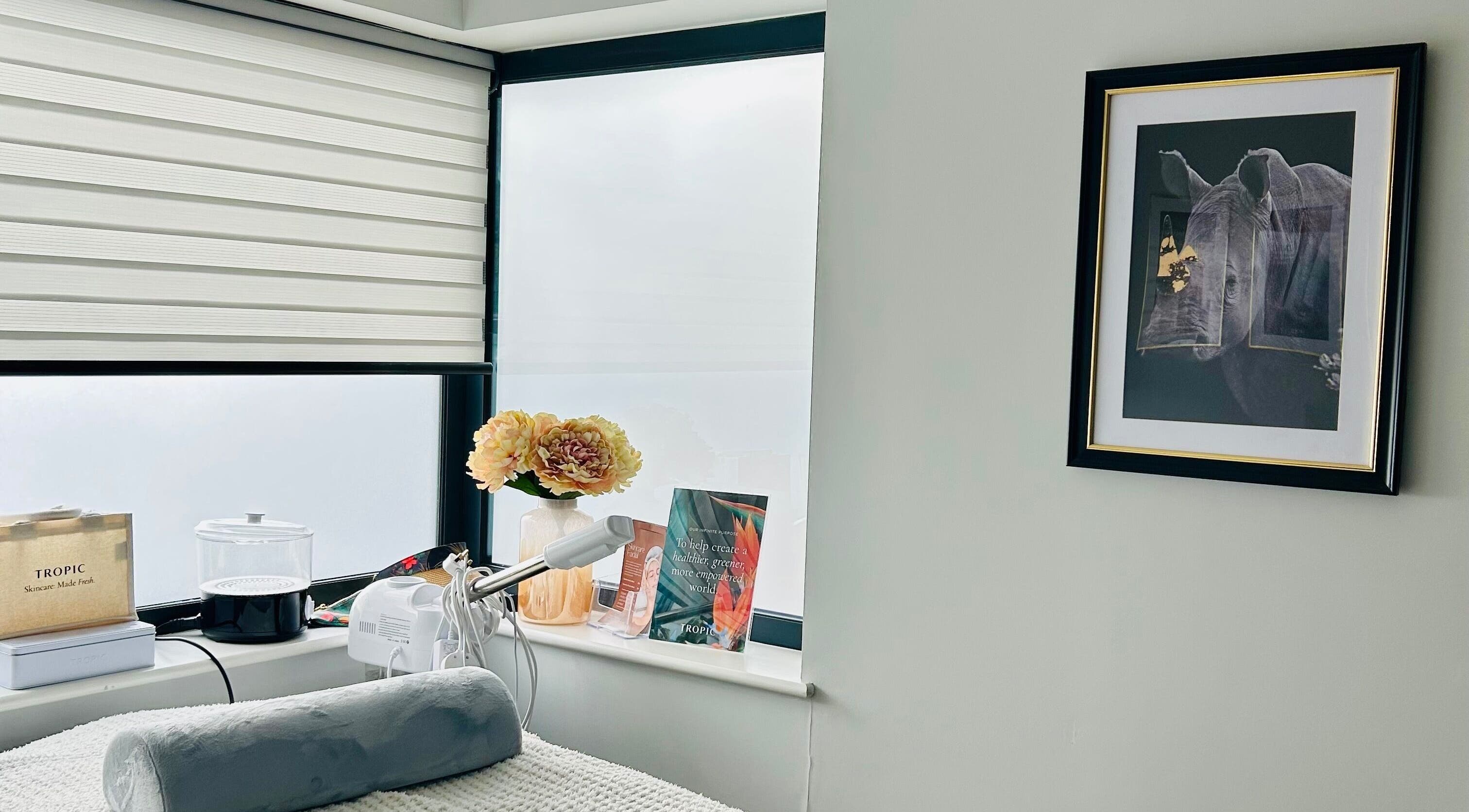 Relaxing corner at VF Skincare & Facials in Winchester, England, GB with skincare equipment and decor.