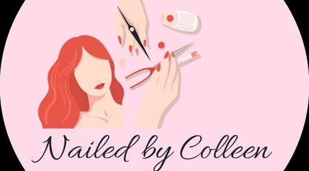 Stylish nail design at NailedbyColleen, Belfast, Northern Ireland, GB with tools and feminine illustration.