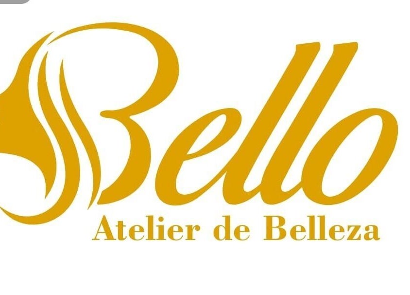 Logotipo dorado de Bello Atelier de Belleza en La Vega, La Vega Province, DO sobre fondo blanco.