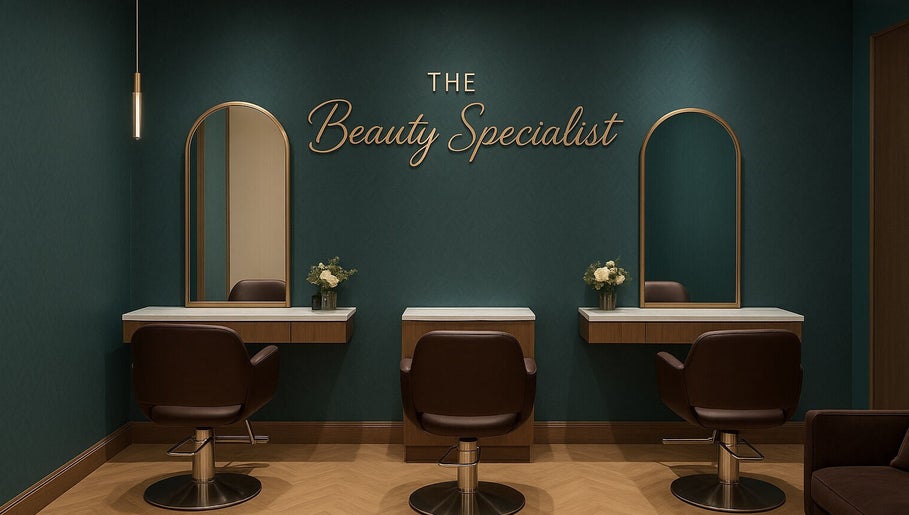 Chic salon interior at The Beauty Specialist, Hyde, England, GB featuring stylish mirrors and chairs.