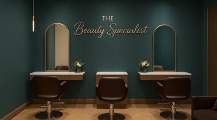Chic salon interior at The Beauty Specialist, Hyde, England, GB featuring stylish mirrors and chairs.