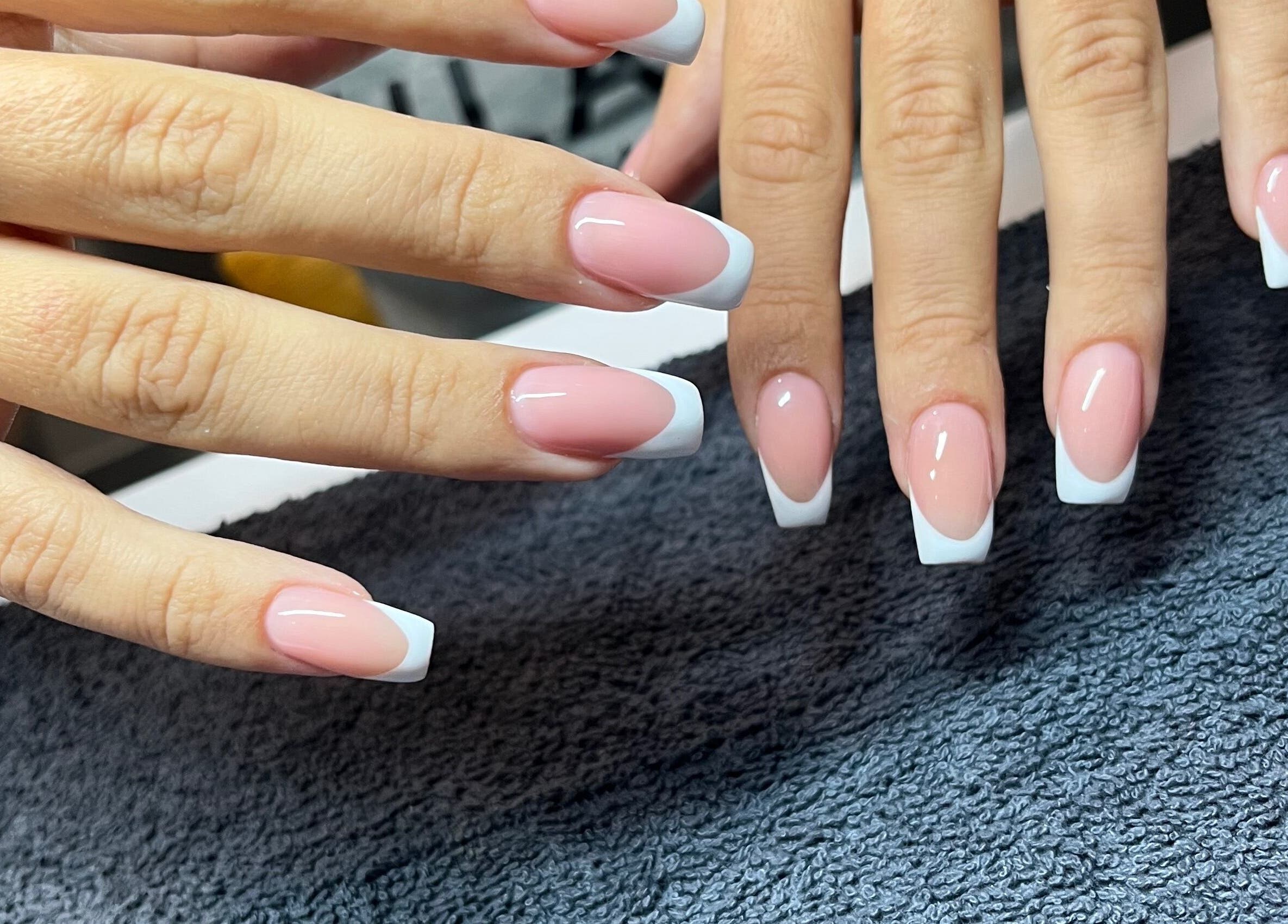 Elegant French manicure at K Nail Studio, Nassau, New Providence, BS.