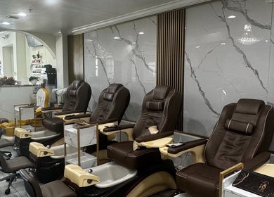 Luxurious spa chairs at Noire The Nail Bar - Bell Tower Shop, Fort Myers, FL, US.