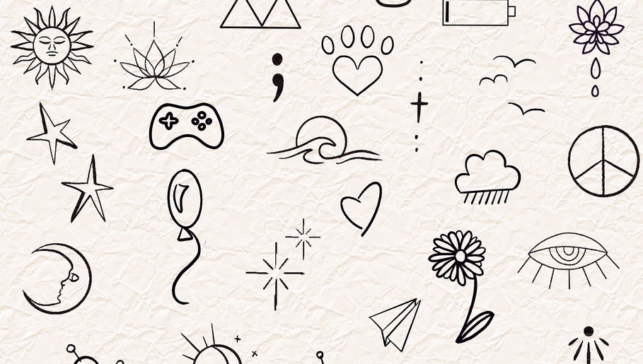 A variety of symbolic designs showcasing creativity at Jenn_inker, Milton Keynes, England, GB.
